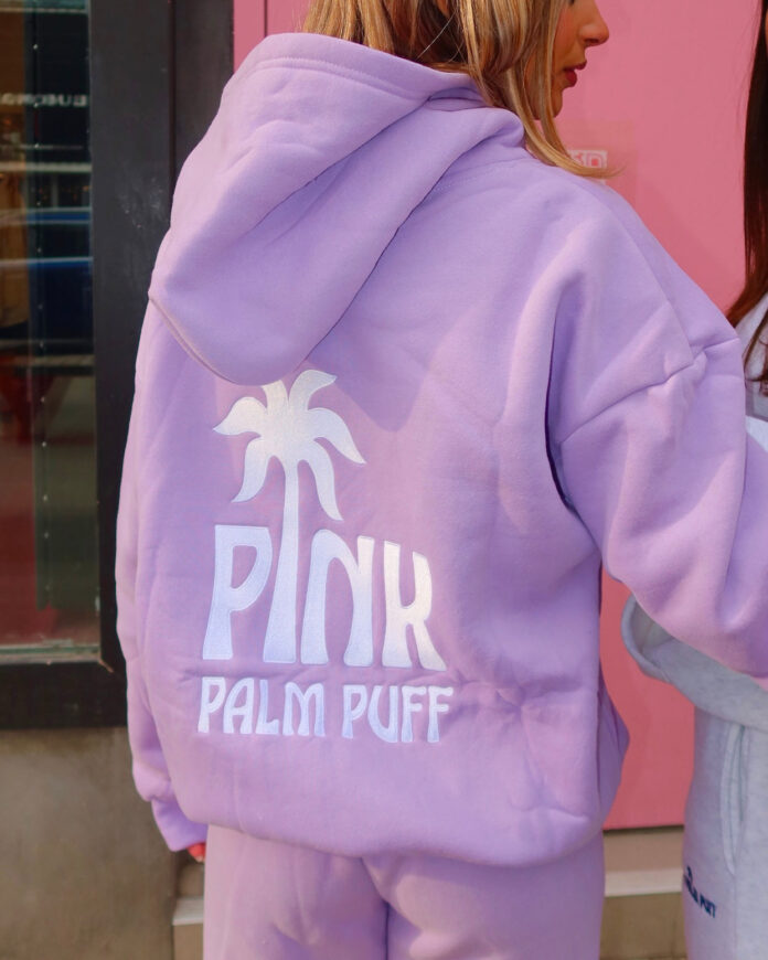 Pink Palm Puff Hoodie